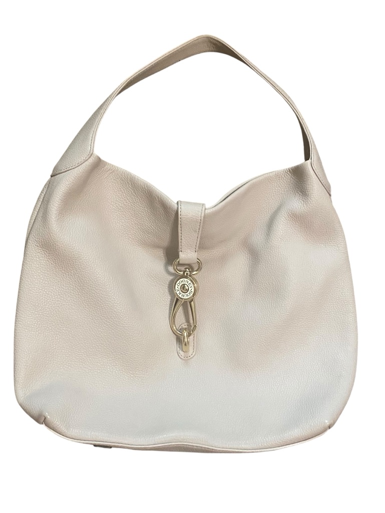 Dooney & Bourke Bone Beige Pebbled Leather Reversible Lock Hobo Shoulder Bag